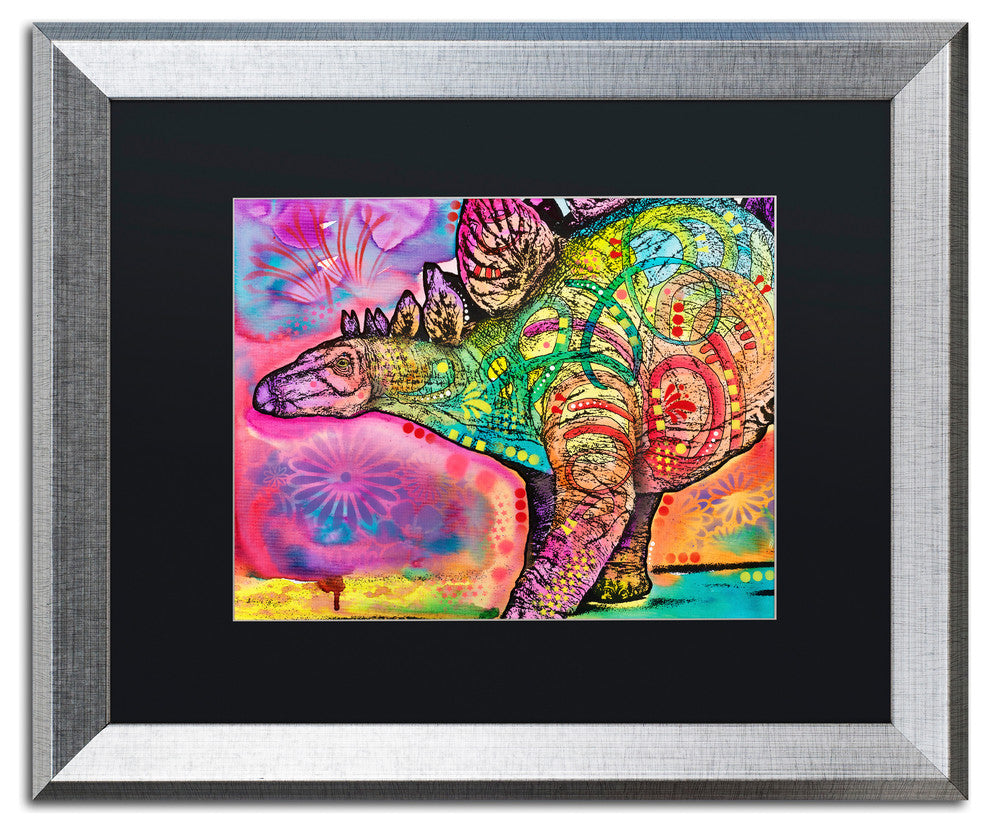 Dean Russo 'Stegosaurus' Matted Framed Art, Silver Frame, Black Mat, 20x16
