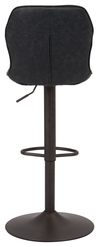 Bar Stool Chair Barstool, Faux Vinyl Leather, Steel, Vintage Black, Bronze