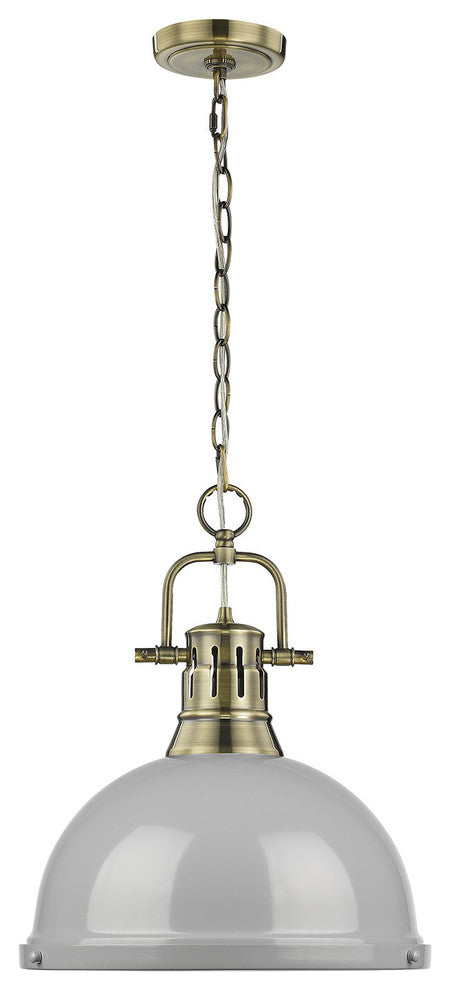 Golden Lighting 3602-L-AB Duncan 1 Light 14"W Pendant - Aged Brass / White