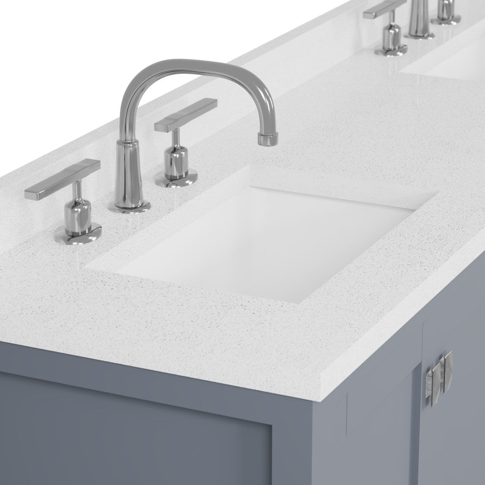 Caroline Avenue 72" Double Bathroom Vanity Set, Gray