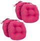 16" Solid Micro Suede Round Tufted Chair Cushions, Set of 4, Berry Berry