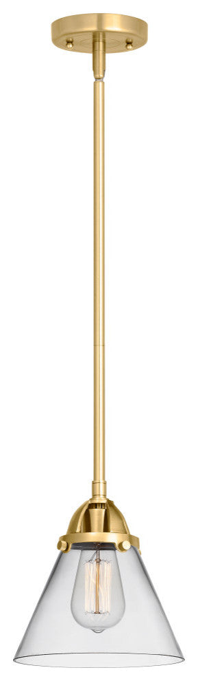 Large Cone Mini Pendant, Satin Gold, Clear, Clear