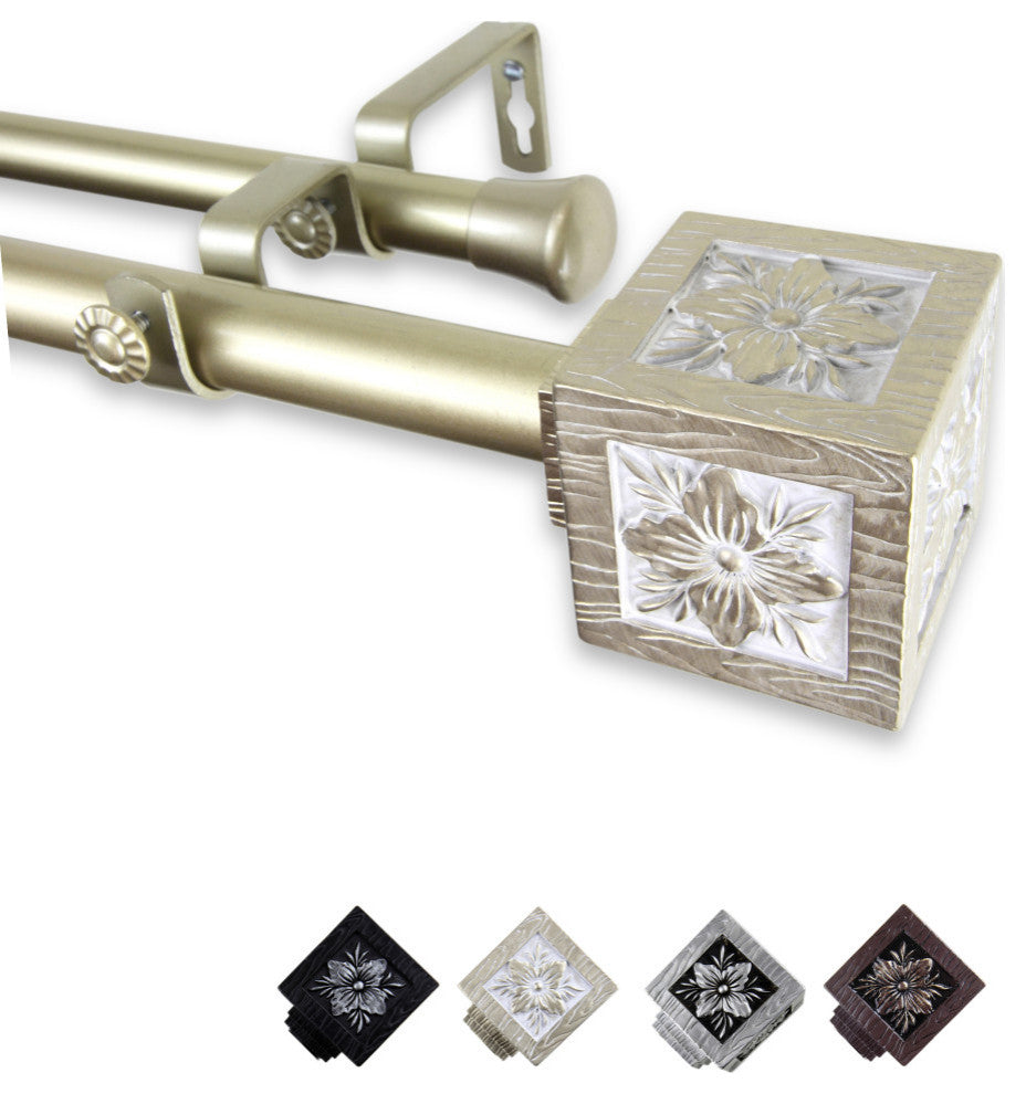 Zula 1" Double Curtain Rod, Light Gold, 48-84"