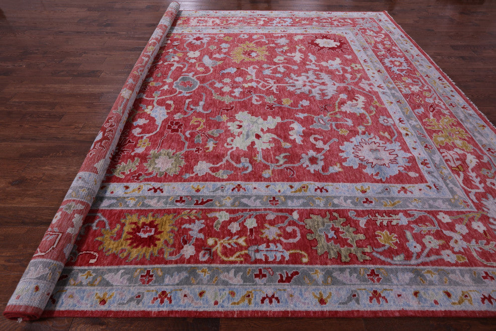 12' Square Handmade Turkish Oushak Wool Rug - Q13277