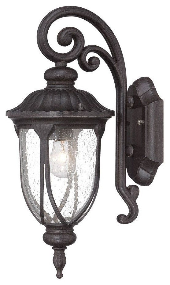 16" Tall Dark Bronze Outdoor Wall Mount-Light, Clear Seeded Glass
