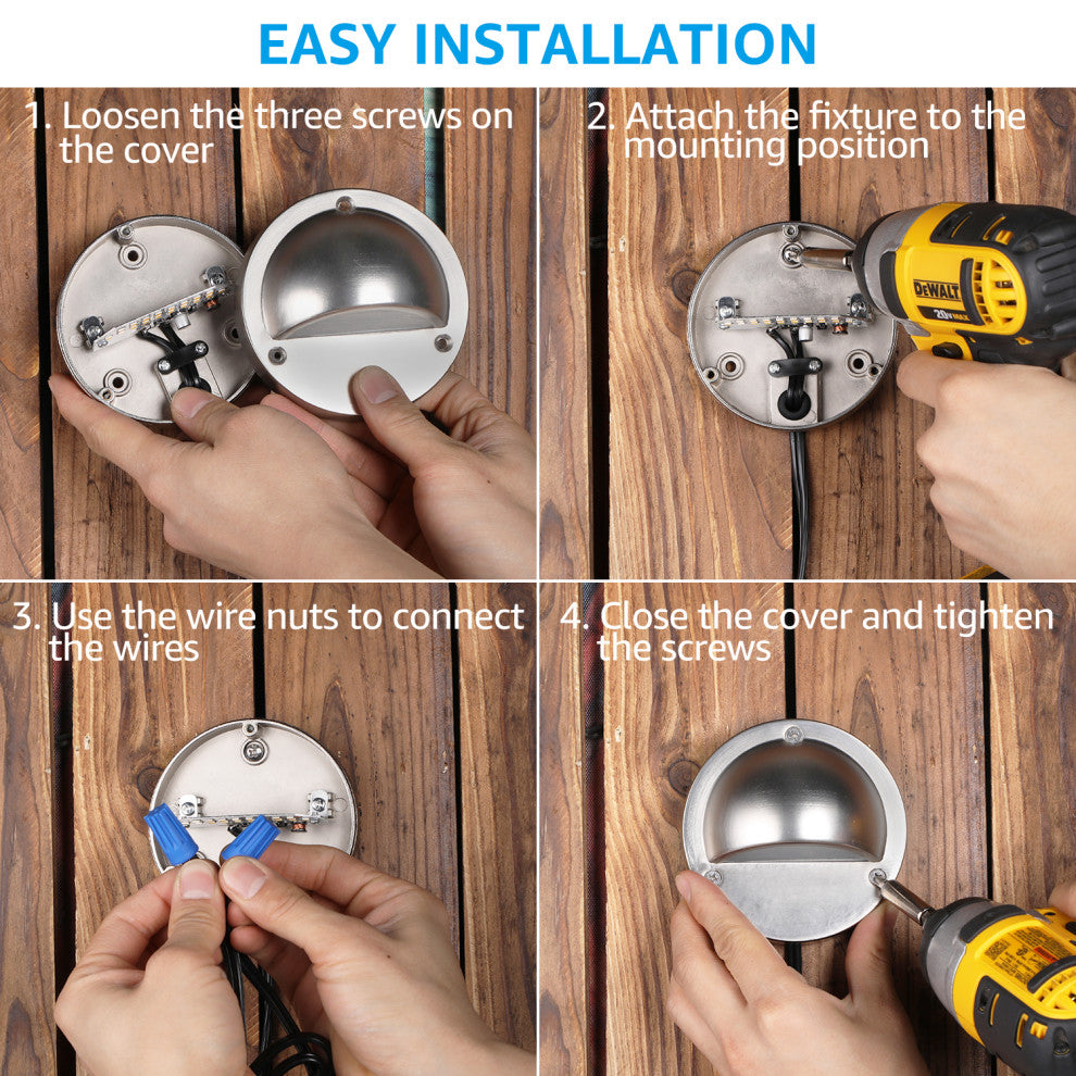 12-Pack Hemisphere LED Deck Light 3000K Warm White, Satin Nickel