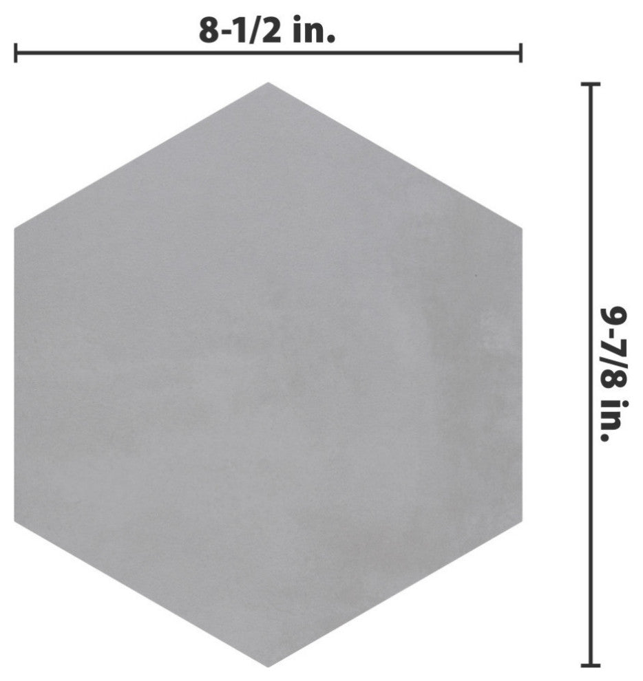 Industrial Hex Multi Mix Porcelain Floor and Wall Tile, White