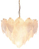Leaf Inspired Textured Chandelier Pendant, Clear Glass and Gold Finish, 20"