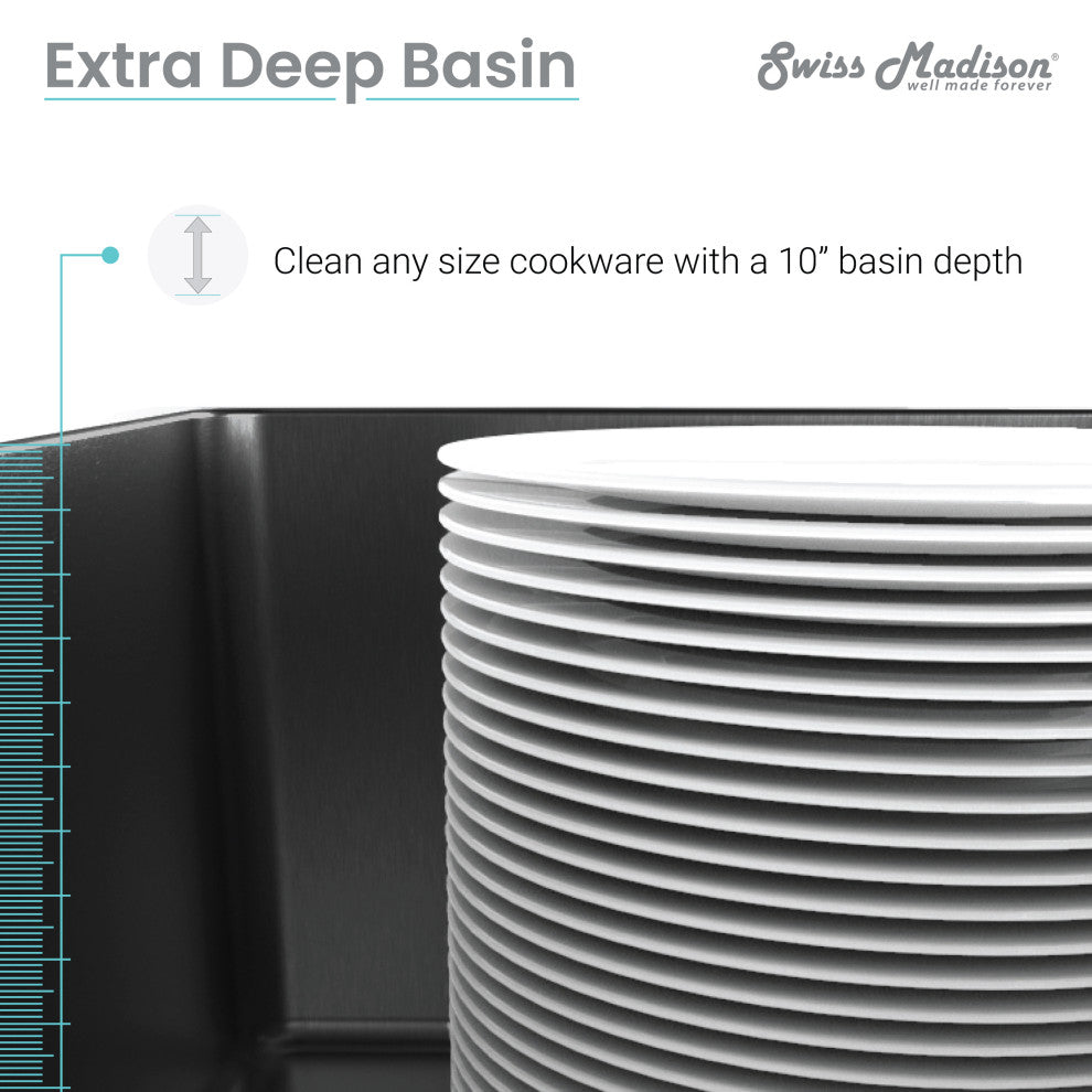 Rivage 33"x20" Stainless Steel, Dual Basin, Undermount Kitchen Sink, Black