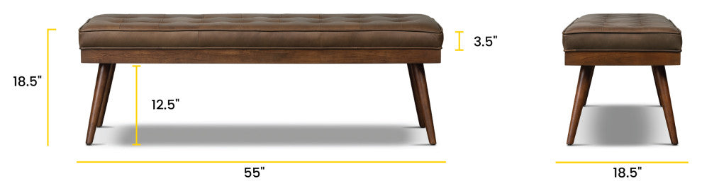 Poly and Bark Luca Leather Bench, Cocoa Brown