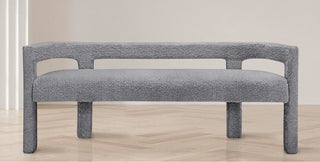 Athena Boucle Fabric Upholstered Bench, Grey, Boucle Fabric