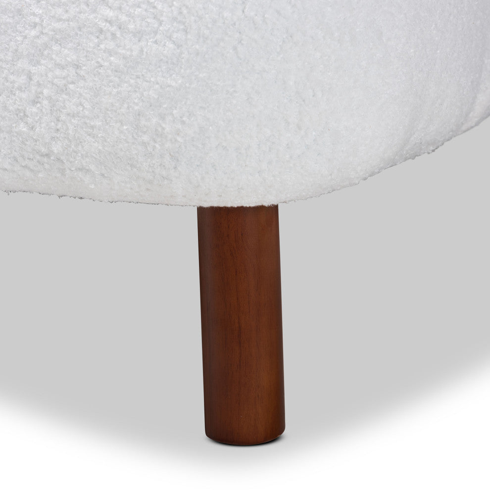 Clemons Contemporary White Boucle Upholstered Accent Chair