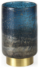 10" Artisan Blue and Gold Metallic Flat Bottom Vase