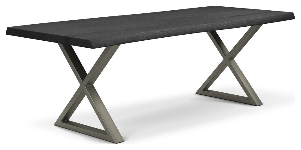 Brooks Dining Table, Ebonized, Pewter, 40"x92",X-Base