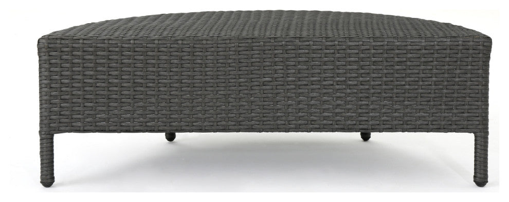 Harper Outdoor Wicker Half-Round Coffee Table, Gray