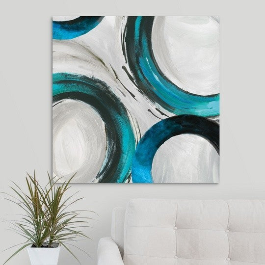 "Teal Ring I" Wrapped Canvas Art Print, 30"x30"x1.5"
