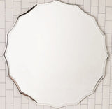 27 in. Single Round Ridge Frameless Wall Mirror with Engraved Edge