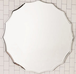 27 in. Single Round Ridge Frameless Wall Mirror with Engraved Edge