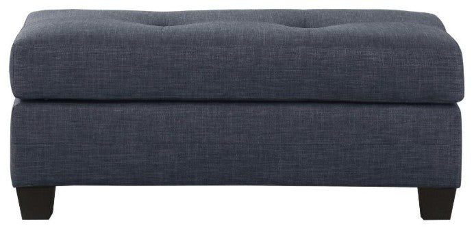 Fabric Tufted Ottoman With Tapered Feet, Dark Gray