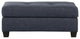 Fabric Tufted Ottoman With Tapered Feet, Dark Gray