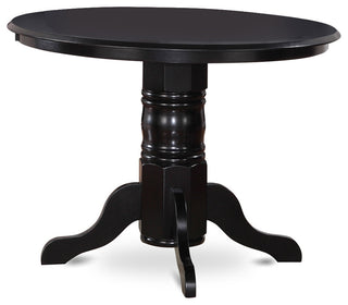 5Pc Kitchen Set 4 Chairs, Round Table Hardwood Structure -High Back & Black
