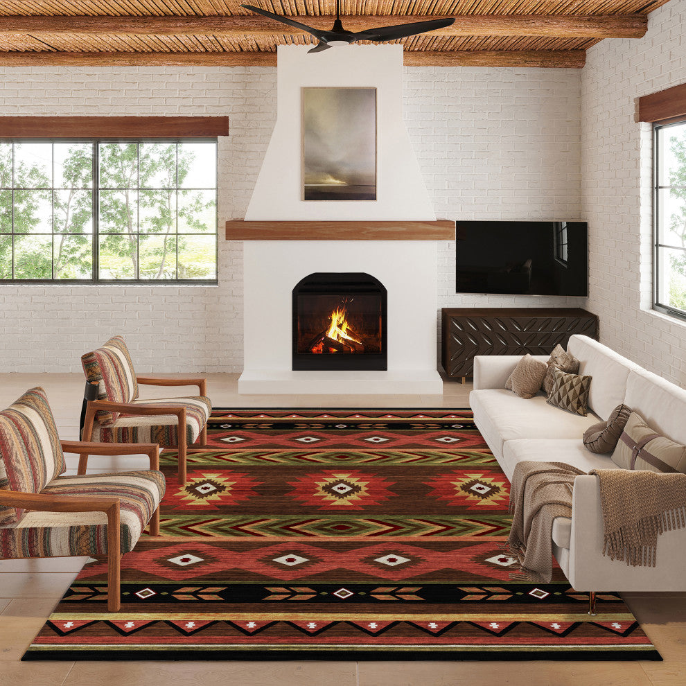 Indoor/Outdoor Phoenix PH3 Chocolate Machine Washable 10' x 14' Rug