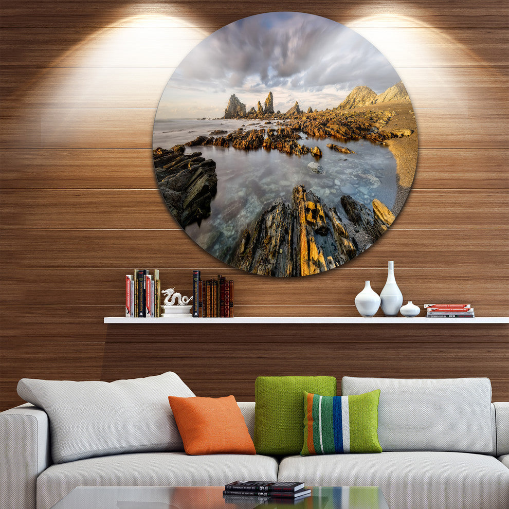 Atlantic Coast In Spain, Seashore Photography Round Wall Art, 11"
