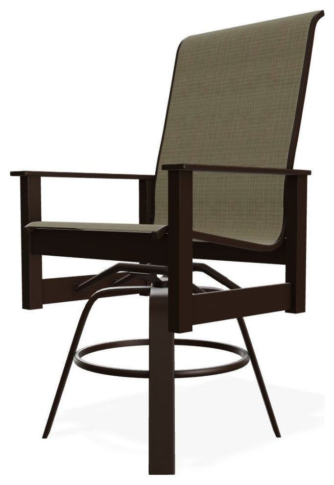Leeward Sling Balcony Height Outdoor Swivel Armchair, Elevation Stone/Kona