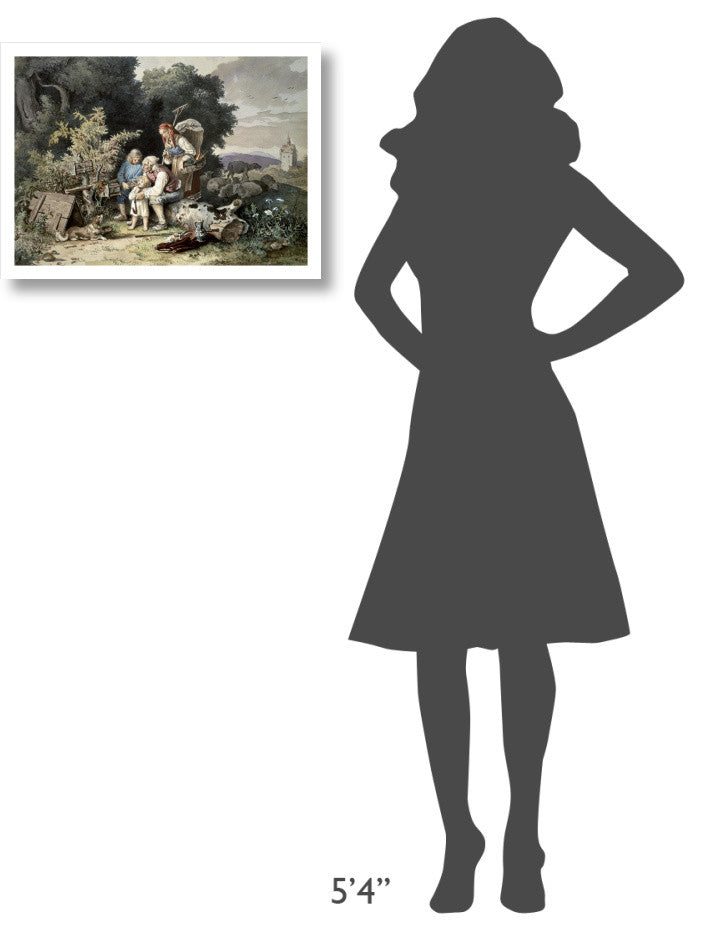 "Shepherd's Family" Digital Paper Print by Ludwig Richter, 24"x18"