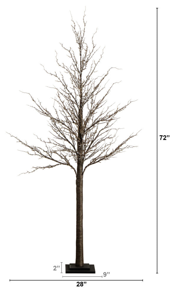 Pre-Lit Artificial Twig Tree With Warm White LED Lights, 6'