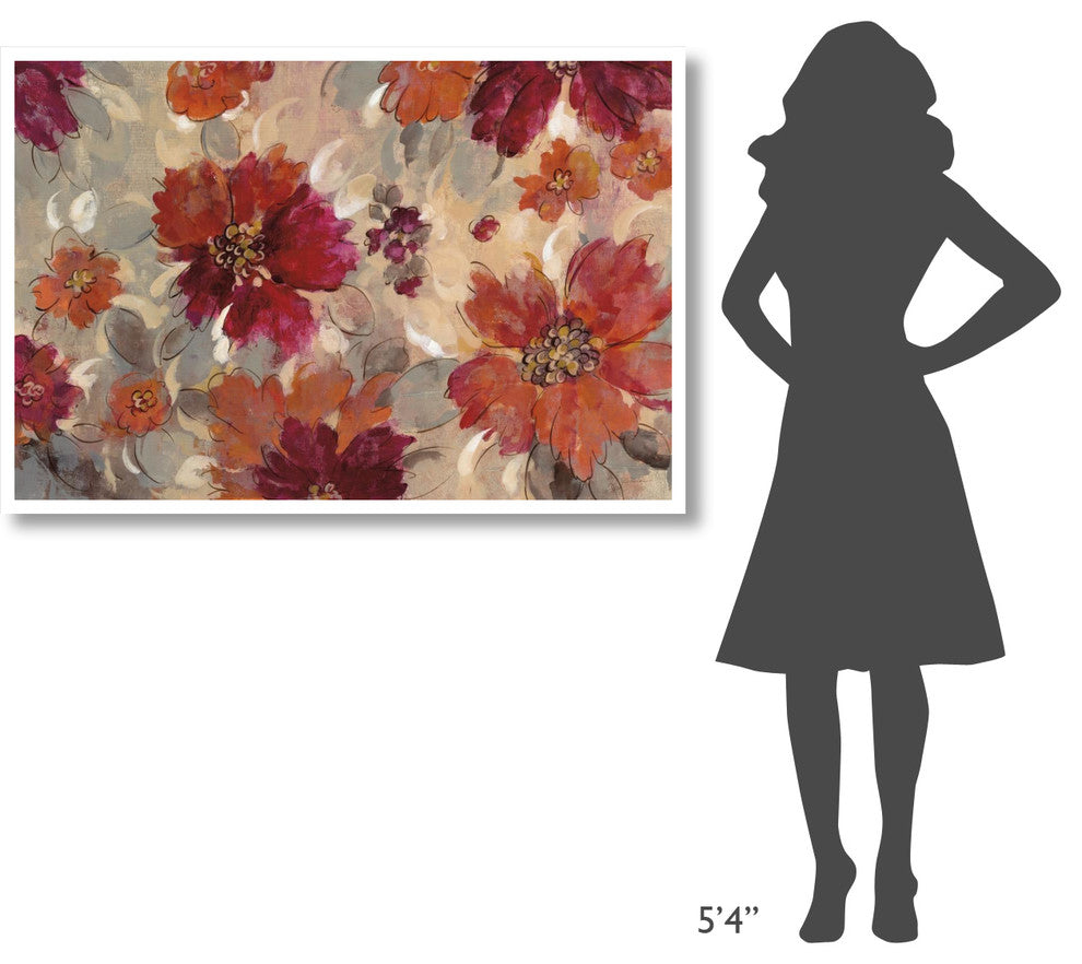 "Magenta and Coral Floral" Digital Paper Print by Silvia Vassileva, 50"x34"