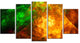 Yellow Rotating Polyhedron, Contemporary Canvas Art Print, 60"x32", 5 Panels