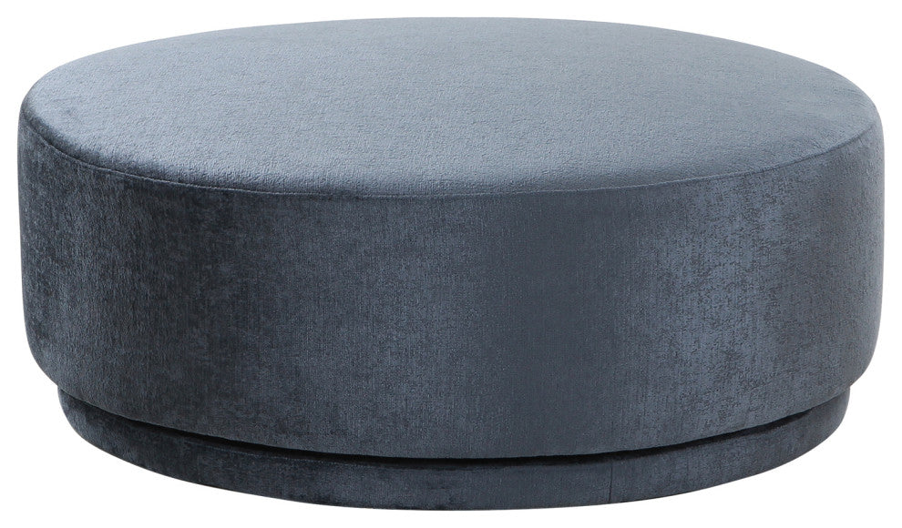 Pasargad Home Amalfi Swivel Base Modern Ottoman, Blue