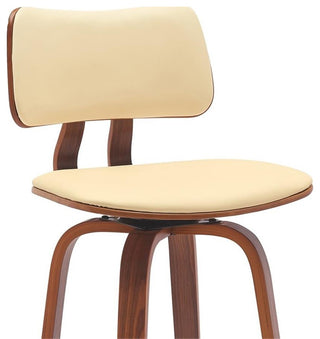 Armen Living Pico 30" Swivel Wood & Faux Leather Bar Stool in Walnut/Cream
