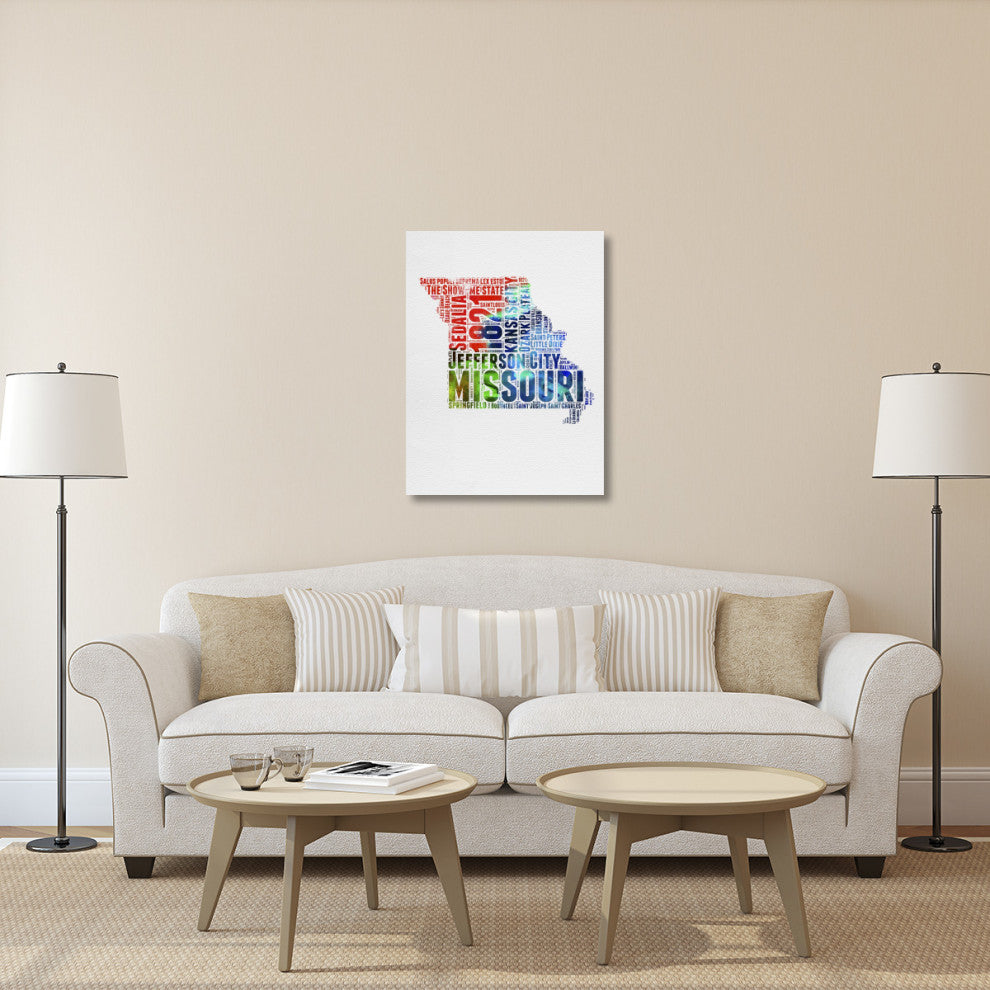 "Missouri Watercolor Word Cloud" Fine Art Print