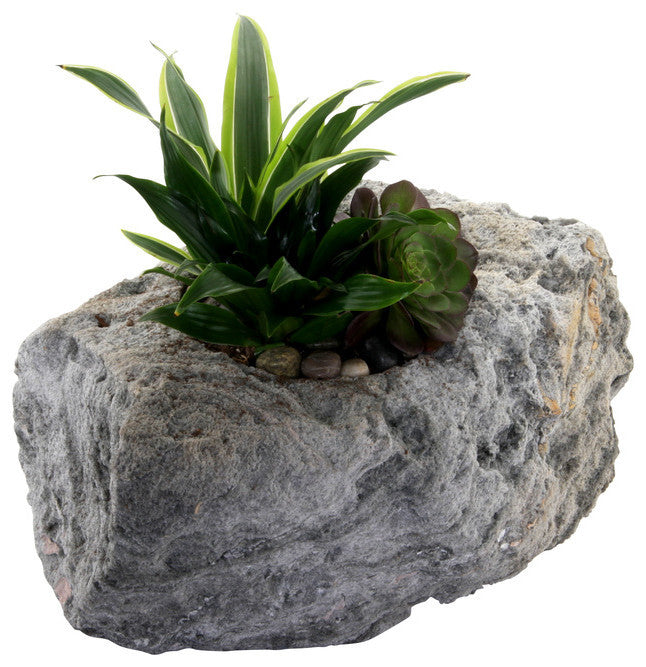 Sierra Artisan One Hole Planter, Silver Gray, Small