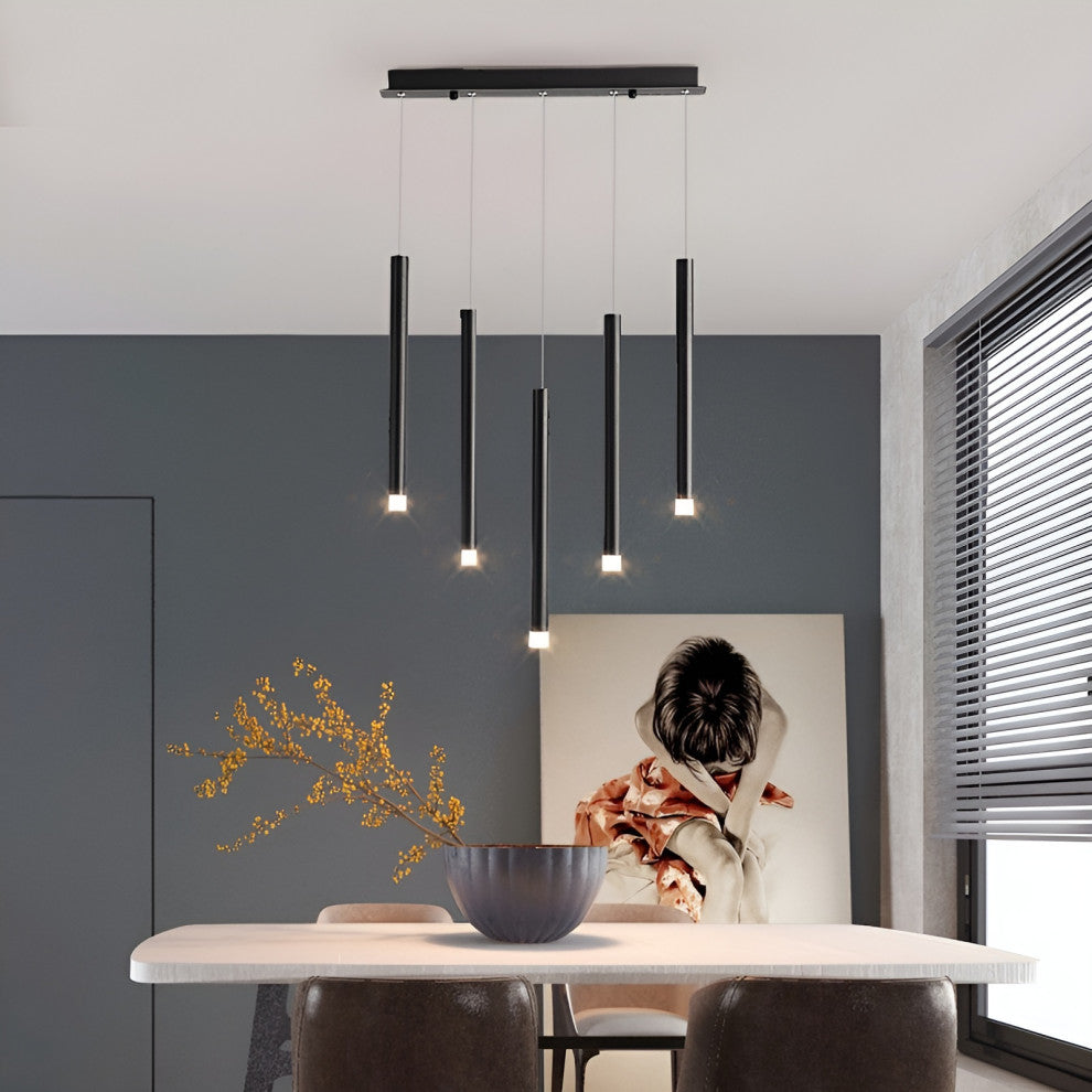 Burgdorf | Black Pendant Lamp in a Nordic Style for Kitchen, 3 Heads Black, Warm Light