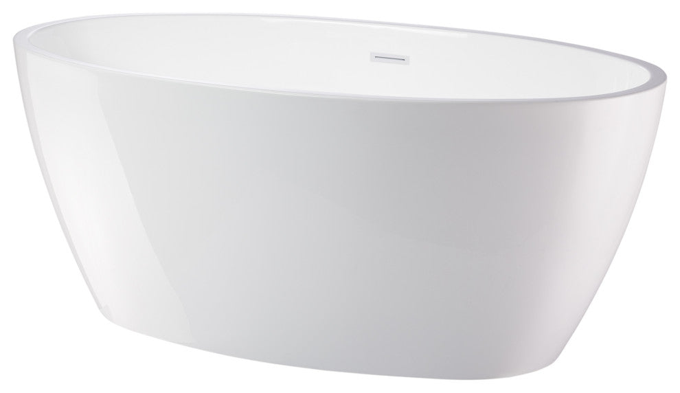 Vanity Art 55"x32" Acrylic Freestanding Soaking Bathtub, Pure White