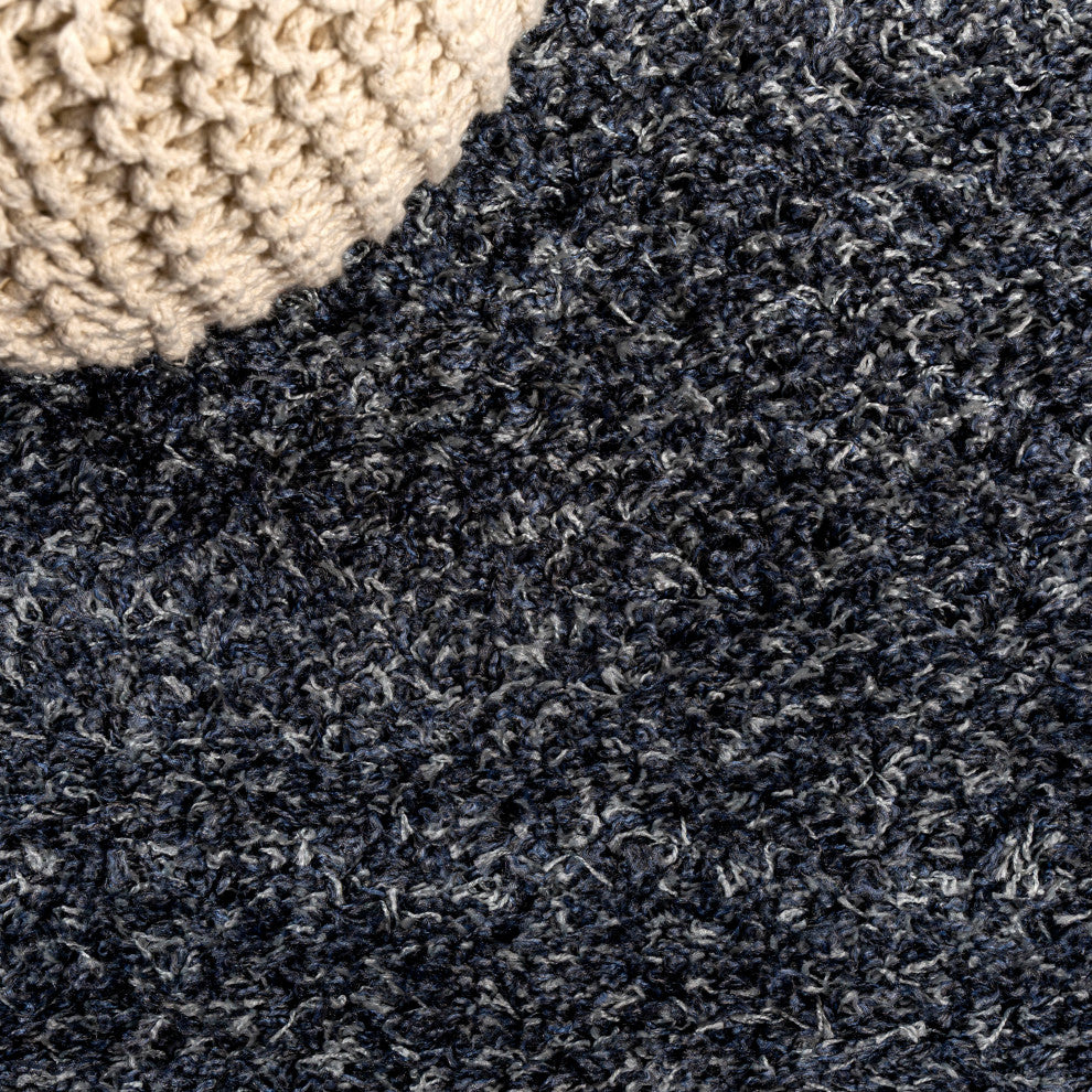 Mercer Shag Plush Area Rug, Denim Blue, 2 X 8