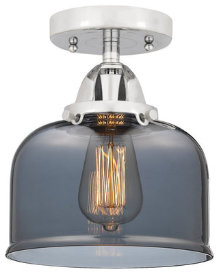 Large Bell Semi-Flush Mount, Polished Chrome, Plated Smoke, Plated Smoke