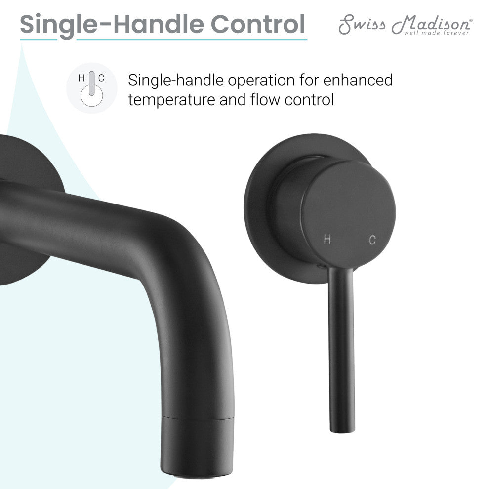 Ivy Single-Handle, Wall-Mount, Bathroom Faucet, Matte Black