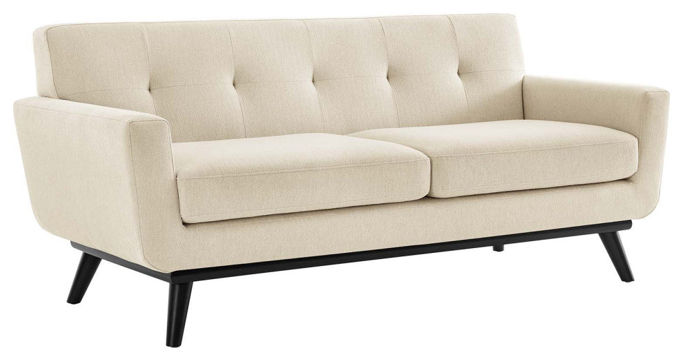 Engage Herringbone Fabric Loveseat, Beige