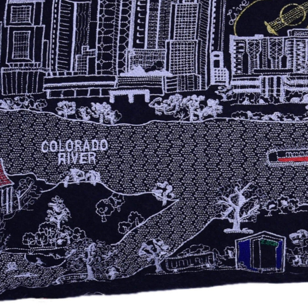 35" Black Austin Nighttime Skyline Lumbar Decorative Pillow