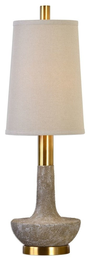 Elegant Curved Stone and Brass Table Lamp, Buffet Slim Tall