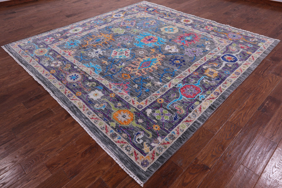 9' Square Turkish Oushak Hand Knotted Wool Rug - Q15706