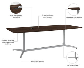 Bush Business Furniture 96W x 42D Boat Shaped Conference Table in Black Walnut