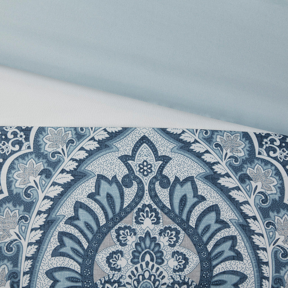 Shawnee Traditional Diamond Quilting 8-Piece Comforter Set, Blue, Queen