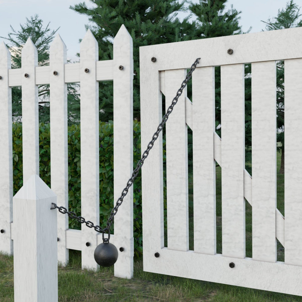 Cast Iron Cannonball Weight Gate Closer Latch Colonial Design and 5 Feet Chain