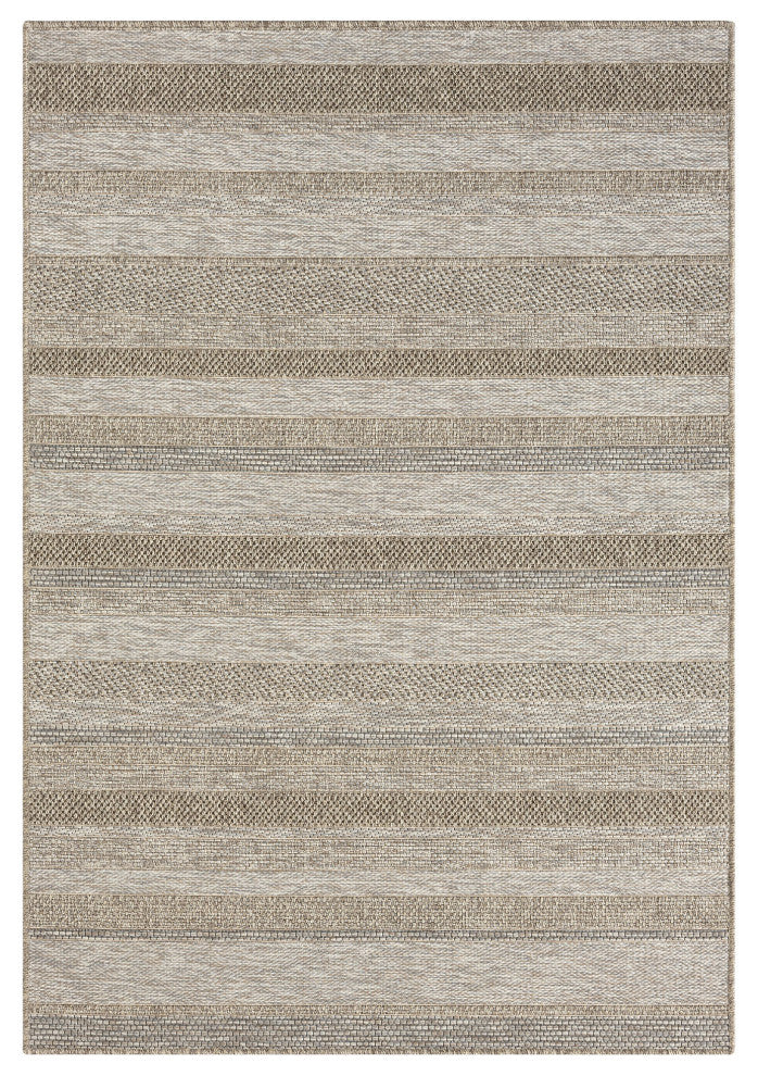 Paolo Modern Striped Brown Indoor Outdoor Area Rug, 5'' x 7''