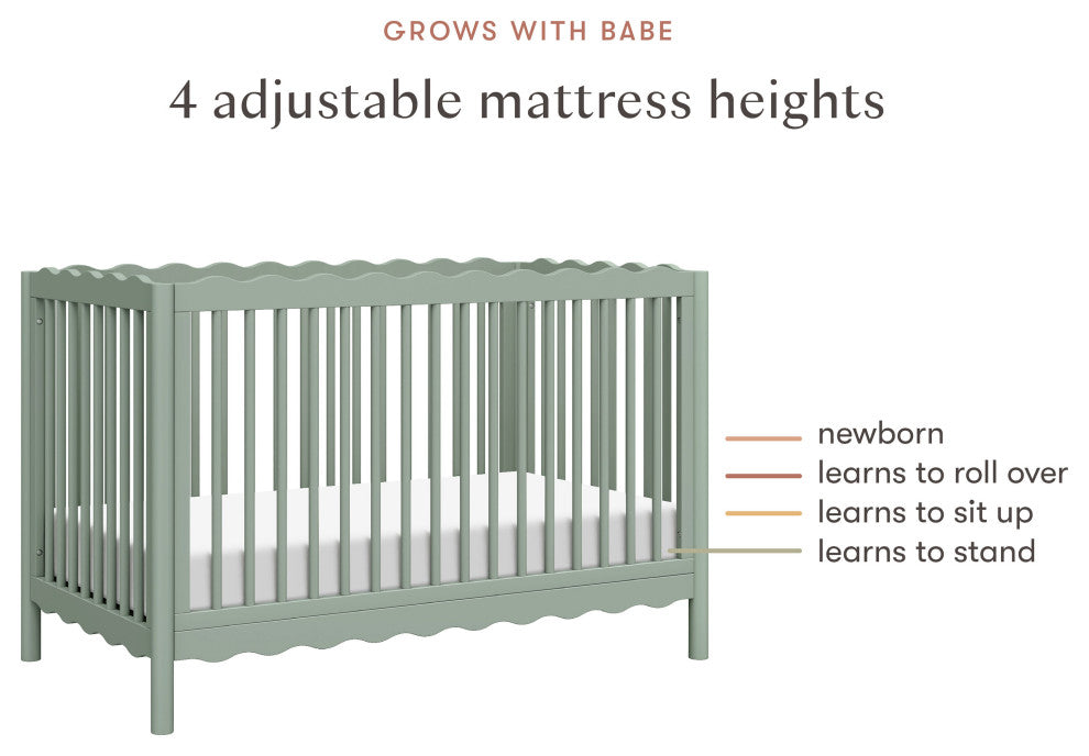 Swell 4-in-1 Convertible Crib With Toddler Bed Conversion Kit, Light Sage